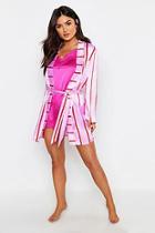 Boohoo Skinny Stripe Satin Gown