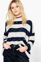Boohoo Freya Stripe Embellished Jumper