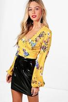 Boohoo Lola Floral Cross Over Slouchy Crop