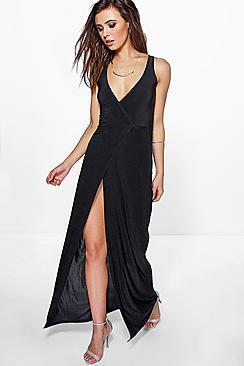 Boohoo Petite Mia Wrap Sleeveless Maxi Dress