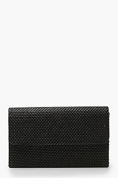 Boohoo Raffia Straw Structured Clutch & Chain