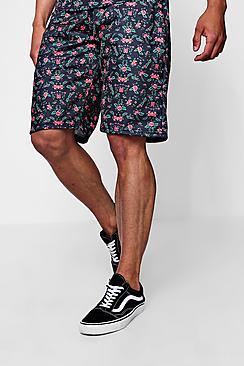Boohoo Ditsy Print Mid Length Co-ord Jersey Shorts