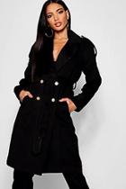 Boohoo Belted Double Breasted Wool Look Trench