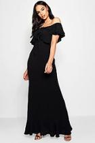 Boohoo Boutique Gia Off Shoulder Frill Skater Dress