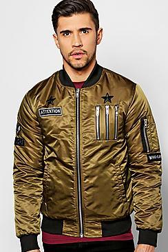 Boohoo Multi Badged & Zipped Ma1 Bomber