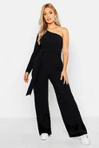 Boohoo Plus Washed Pastel Rib One Shoulder Jumpsuit