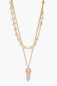 Boohoo Faux Crystal And Choker Layered Necklace