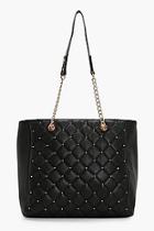 Boohoo Heather Quilt & Stud Tote Bag