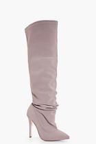 Boohoo Ria Slouchy Over The Knee Pointed Boots