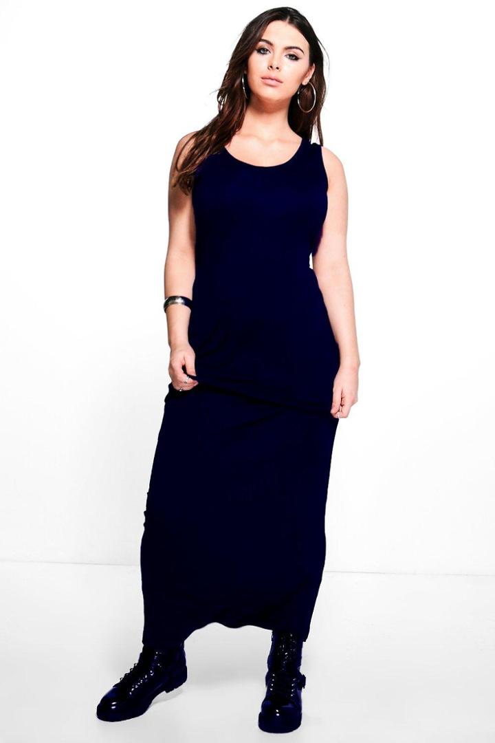 Boohoo Plus Sarah Scoop Neck Maxi Dress Navy