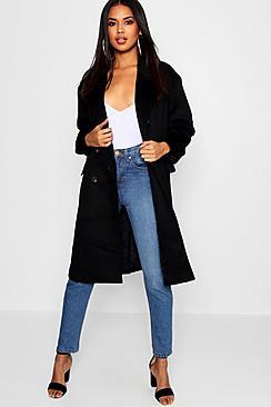 Boohoo Brushed Wool Look Double Breasted Coat