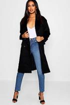 Boohoo Brushed Wool Look Double Breasted Coat