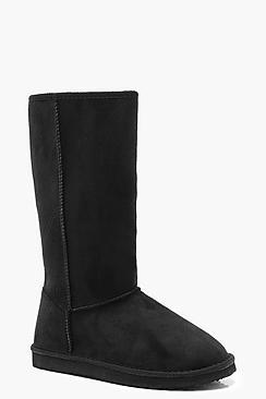 Boohoo Calf High Cosy Shoe Boots