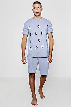 Boohoo Slogan Pyjama T-shirt And Short Set