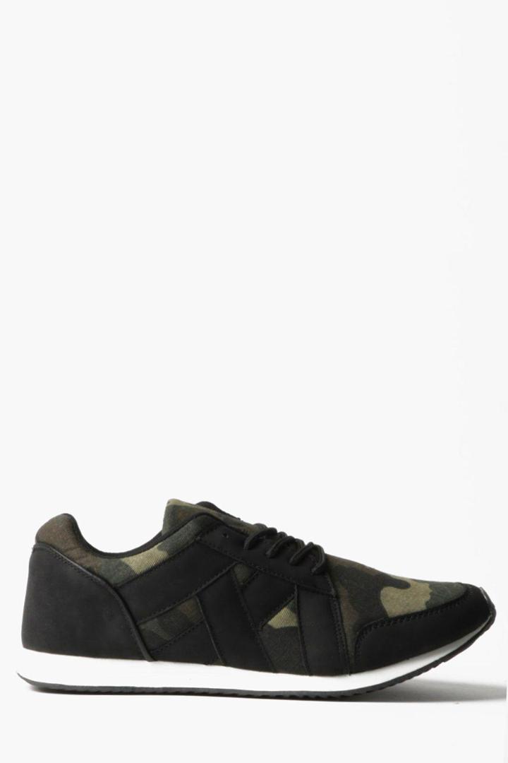 Boohoo Camo Running Trainer Khaki