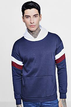 Boohoo Loose Fit Hoodie With Panelled Sleeves