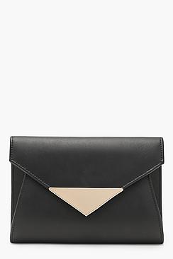 Boohoo Mia Metal Hardware Envelope Clutch