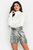 Boohoo Snake Satin Belted Shorts