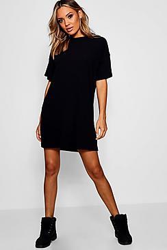 Boohoo Erin Oversized Rib Knit T-shirt Dress