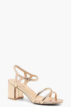 Boohoo Wide Fit Metallic Double Strap 2 Part Heels