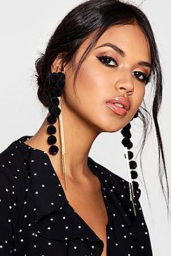 Boohoo Yasmin Pom Pom Statement Earrings
