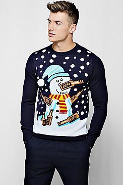 Boohoo Drunk Snowman Christmas Jumper