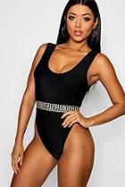 Boohoo Tampa Elastic Printed Trim Swimsuit