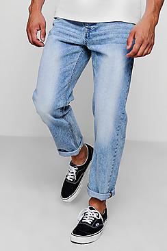 Boohoo Loose Fit Ankle Grazer Washed Jean