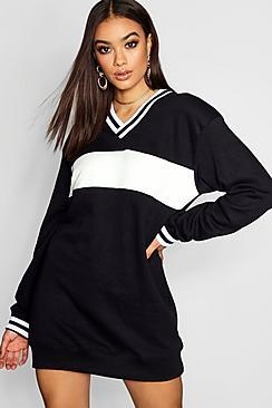 Boohoo Contrast Trim Loop Back Sweat Dress