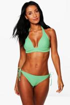 Boohoo Bahamas Enhance Triangle Bikini Green