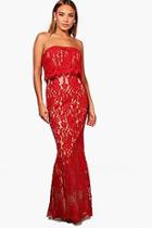 Boohoo Boutique Val Scallop Lace Bandeau Maxi Dress