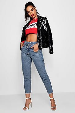 Boohoo Jules Asymmetric Waist Crop Straight Leg Jeans