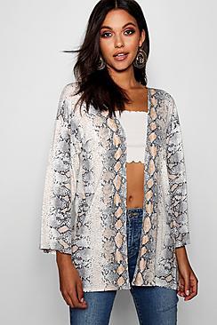 Boohoo Laura Snake Print Flared Sleeve Kimono