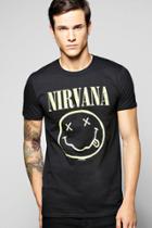 Boohoo Nirvana License Print T Shirt Black