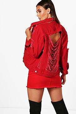 Boohoo Petite Harriet Extreme Distressed Denim Jacket