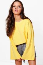 Boohoo Freya Oversized Wide Sleeve Sweatshirt Yellow
