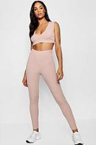 Boohoo Kinsley V Neck Crop Top Skinny Trouser Co-ord Set