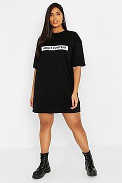Boohoo Plus Slogan T-shirt Dress