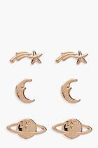 Boohoo Leanne Planet And Space Stud 3 Pack