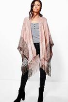 Boohoo Lexi Colour Block Boucle Cape