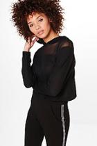 Boohoo Olivia Mesh Insert Crop Knitted Hoody