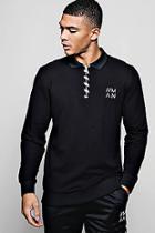 Boohoo Rubberised Man Rugby Sweater With Contrast Tape