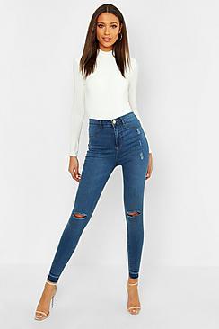 Boohoo Tall Mid Blue Basic Jeggings