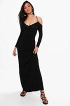 Boohoo Amelia Cold Shoulder Maxi Dress Black