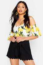Boohoo Tall Belted Embroidered Hem Shorts