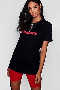 Boohoo Tall J'adore Slogan T-shirt