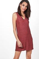 Boohoo Rockie Metallic V Neck Shift Dress