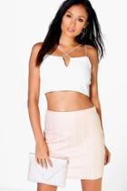 Boohoo Jalone Metallic Bandage Mini Skirt Gold