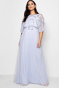 Boohoo Plus Embellished Sleeve Maxi Dress