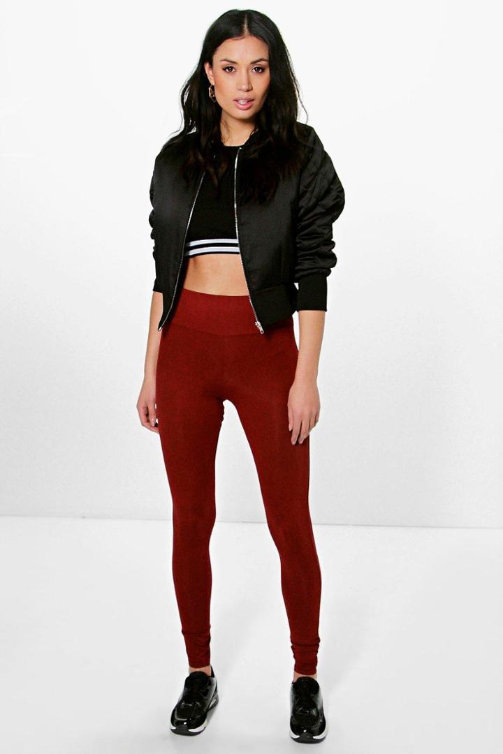 Boohoo Larah Basic Jersey Leggings Berry
